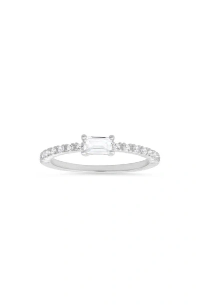 Queen Jewels Sterling Silver East/west Cz Ring