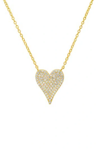 Queen Jewels Elongated Pavé Cubic Zirconia Heart Pendant Necklace In Gold