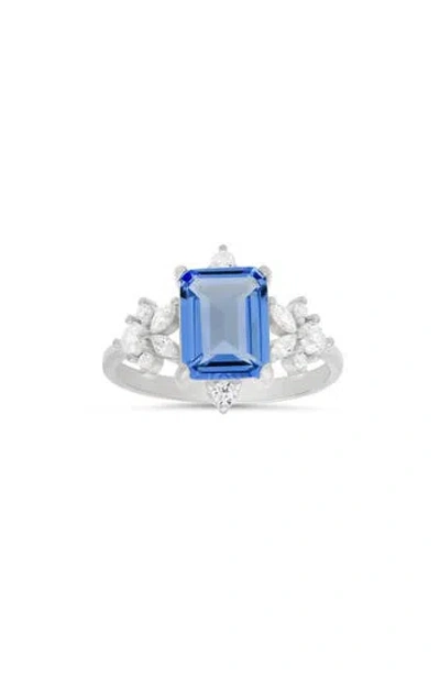 Queen Jewels Emerald Cut Cubic Zirconia Ring In Silver
