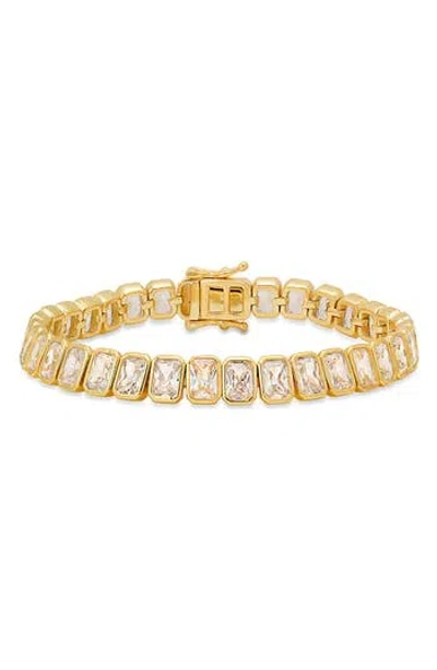 Queen Jewels Emerald Cut Cubic Zirconia Tennis Bracelet In Gold