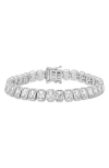 Queen Jewels Emerald Cut Cubic Zirconia Tennis Bracelet In Silver