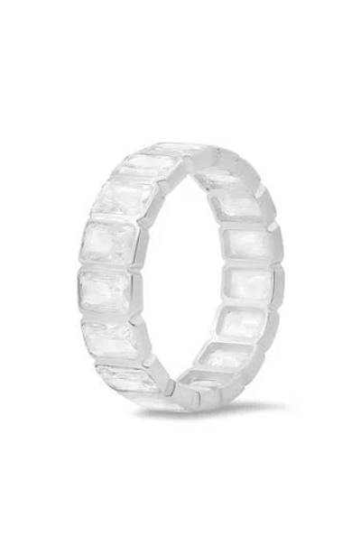 Queen Jewels Emerald Cut Cz Infinity Ring In Silver