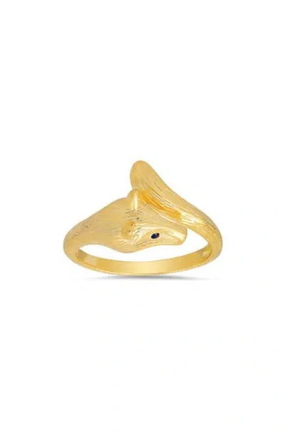 Queen Jewels Fox Crossover Ring In Gold