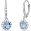 Queen Jewels Halo Aqua Cubic Zirconia Drop Earrings In Silver