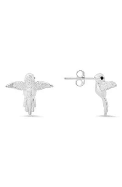Queen Jewels Hummingbird Stud Earrings In Silver