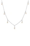 Queen Jewels Imitation Pearl Charm Necklace In Silver