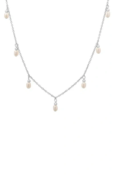 Queen Jewels Imitation Pearl Charm Necklace In Metallic