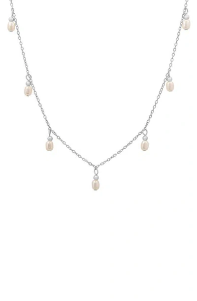 Queen Jewels Imitation Pearl Charm Necklace In Silver