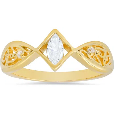 Queen Jewels Marquise Cut Filigree Ring In Gold