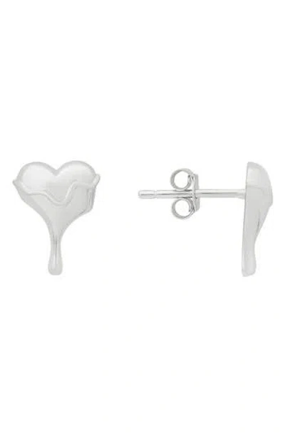 Queen Jewels Melting Heart Stud Earrings In Silver