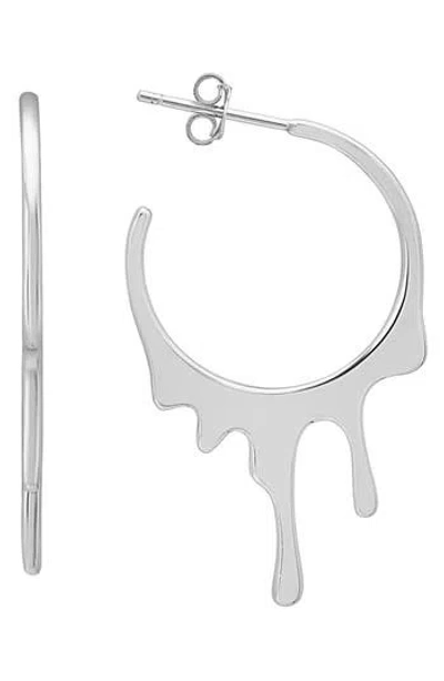 Queen Jewels Melting Hoop Earrings In Silver
