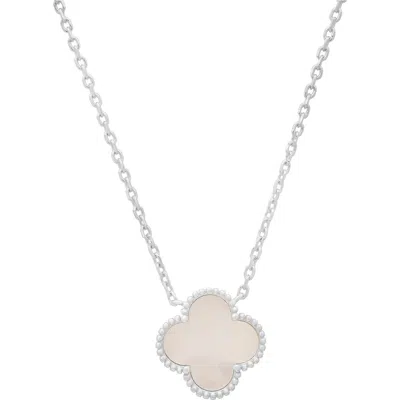 Queen Jewels Mother-of-pearl Clover Necklace In Silver