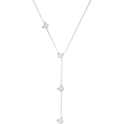 Queen Jewels Mother Of Pearl Y-drop Necklace In Silver