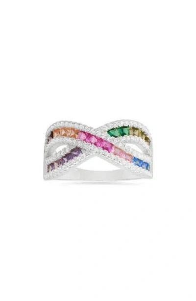 Queen Jewels Multicolor Cubic Zirconia Crossover Band Ring In Neutral