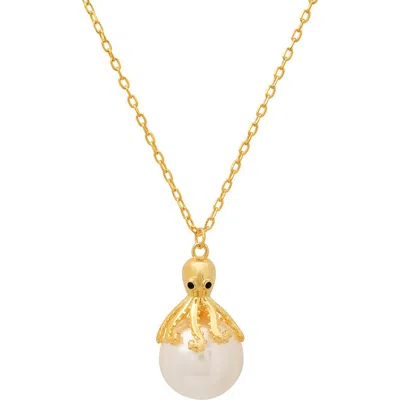 Queen Jewels Octopus 12-13mm Imitation Pearl Pendant Necklace In Gold