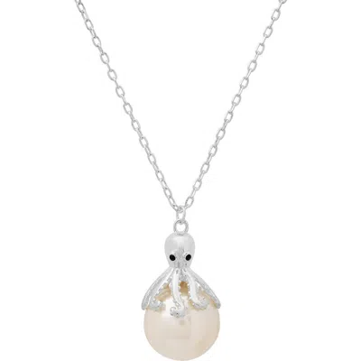 Queen Jewels Octopus 12-13mm Imitation Pearl Pendant Necklace In Silver