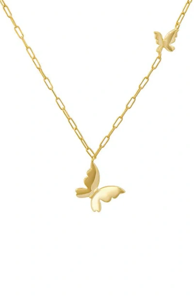 Queen Jewels Paperclip Butterfly Pendant Necklace In Gold