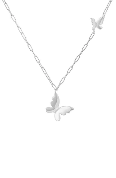Queen Jewels Paperclip Butterfly Pendant Necklace In Metallic