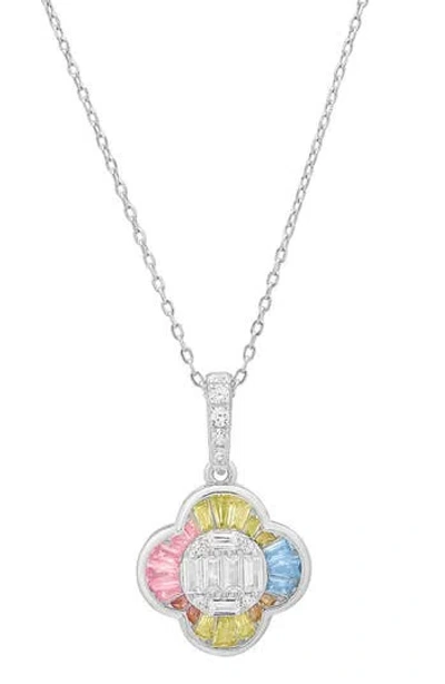 Queen Jewels Pastel Clover Pendant Necklace In Silver
