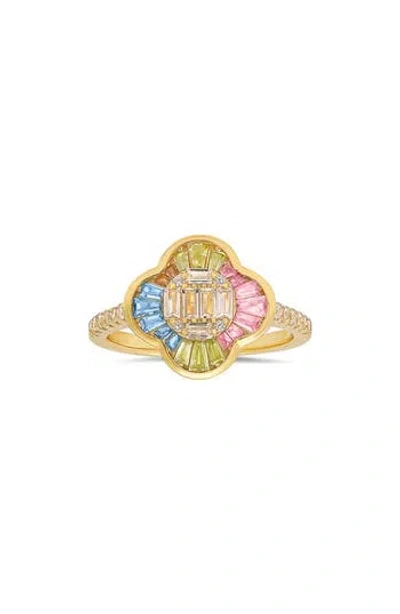 Queen Jewels Pastel Clover Ring In Gold