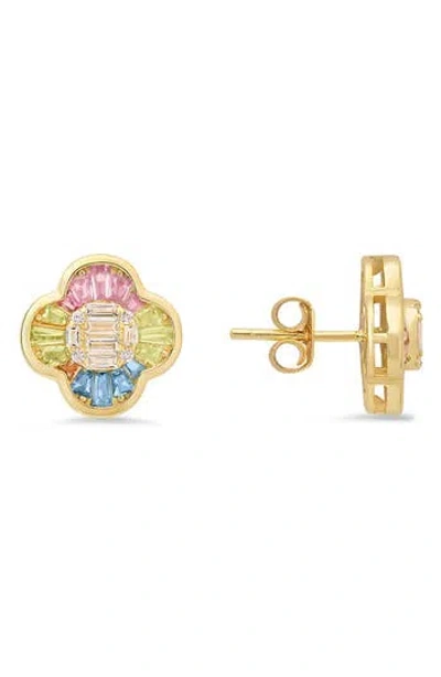 Queen Jewels Pastel Clover Stud Earrings In Gold