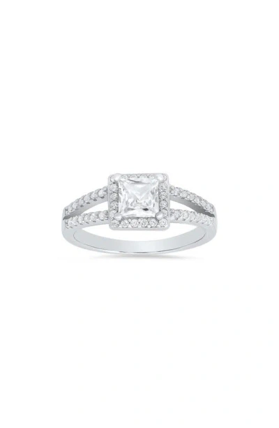 Queen Jewels Princess Cut Halo Cubic Zirconia Ring In Metallic