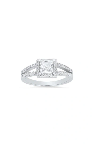 Queen Jewels Princess Cut Halo Cubic Zirconia Ring In Silver