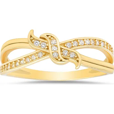 Queen Jewels Sterling Silver Cz Love Knot Ring In Gold