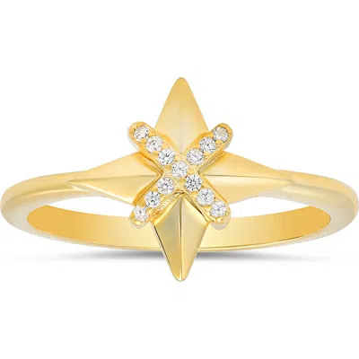 Queen Jewels Sterling Silver Cz North Star Ring In Gold
