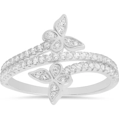 Queen Jewels Sterling Silver Cz Pavé Butterfly Ring