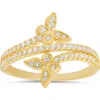 Queen Jewels Sterling Silver Cz Pavé Butterfly Ring In Gold
