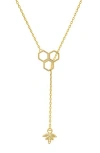 Queen Jewels Sterling Silver Honeycomb & Bee Cz Y-drop Necklace In Gold