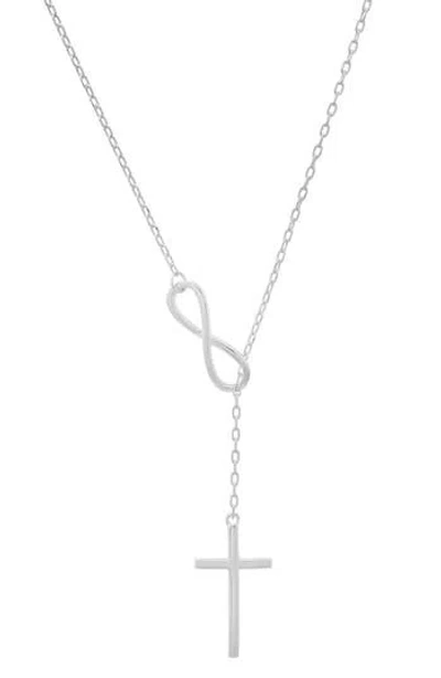 Queen Jewels Sterling Silver Infinity Y-drop Cross Necklace