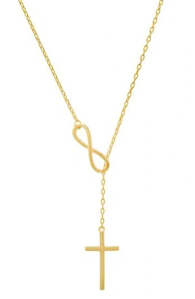 Queen Jewels Sterling Silver Infinity Y-drop Cross Necklace In Gold