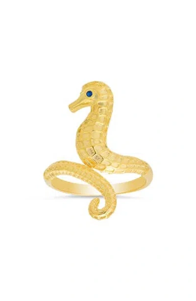 Queen Jewels Sterling Silver Seahorse Ring In Gold