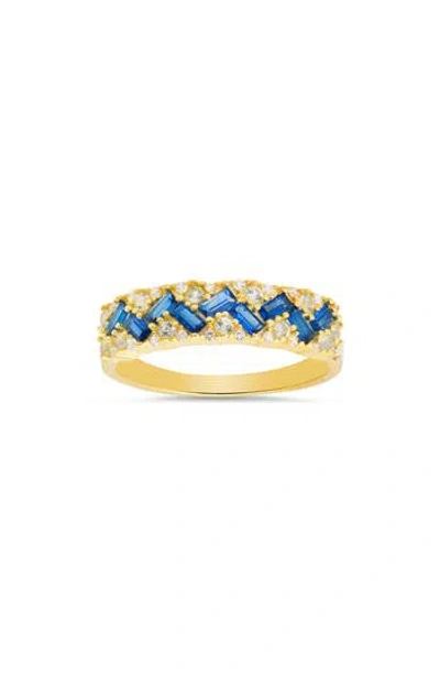 Queen Jewels Sterling Silver Two-tone Cz Pavé Ring In Gold