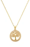 Queen Jewels Tree Of Life Cz Pendant Necklace In Gold