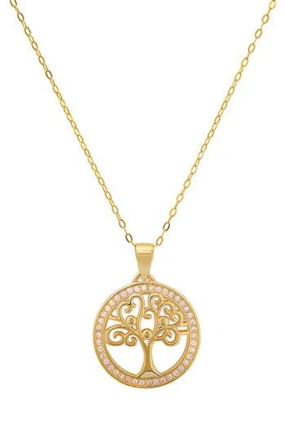 Queen Jewels Tree Of Life Cz Pendant Necklace In Gold
