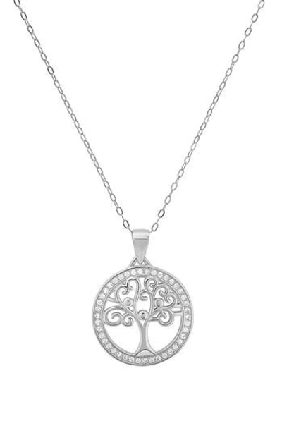 Queen Jewels Tree Of Life Cz Pendant Necklace In Silver