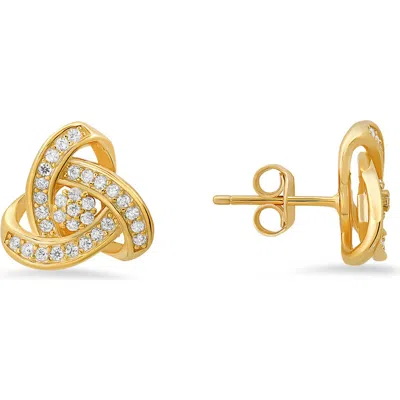 Queen Jewels Trinity Knot Cz Stud Earrings In Gold
