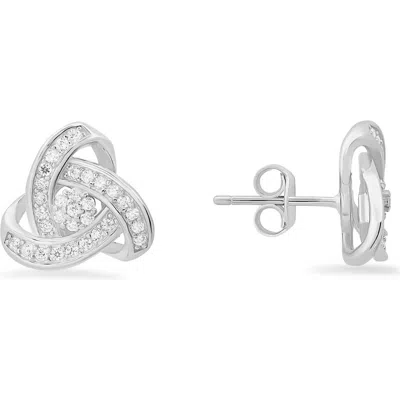 Queen Jewels Trinity Knot Cz Stud Earrings In Metallic