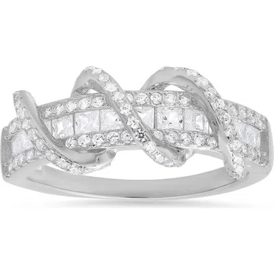 Queen Jewels Twisted Cubic Zirconia Band Ring In Silver