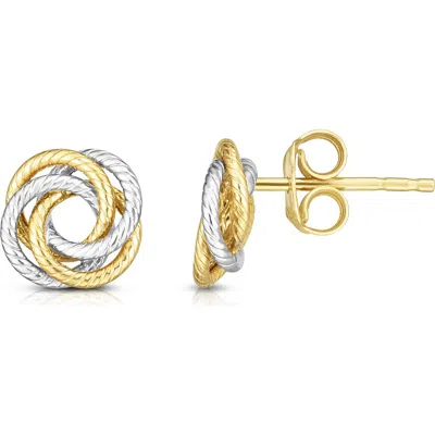 Queen Jewels Two Tone 14k Gold Stud Earrings In Two-tone