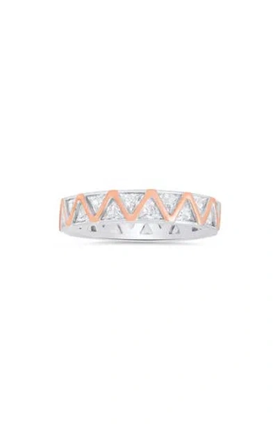 Queen Jewels Two-tone Cubic Zirconia Zigzag Eternity Band Ring In Neutral
