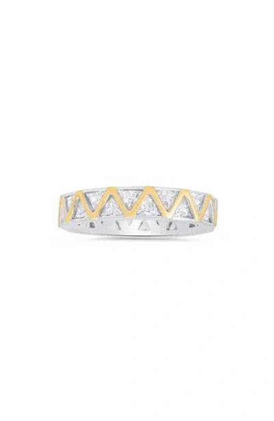Queen Jewels Two-tone Cubic Zirconia Zigzag Eternity Band Ring In Neutral