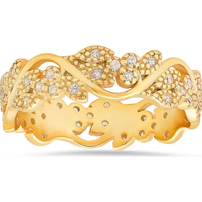 Queen Jewels Vintage Floral Cubic Zirconia Eternity Ring In Gold