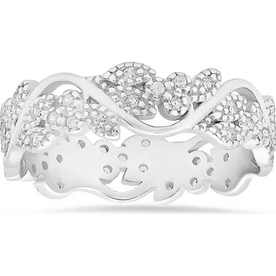 Queen Jewels Vintage Floral Cubic Zirconia Eternity Ring In Silver
