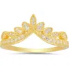 Queen Jewels Vintage Floral 'v' Cubic Zirconia Ring In Gold