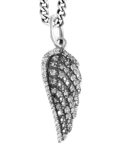 Pre-owned Queen King Baby Studio Small Pave Wing Pendant Silver Cubic Zirconia Q10-9077