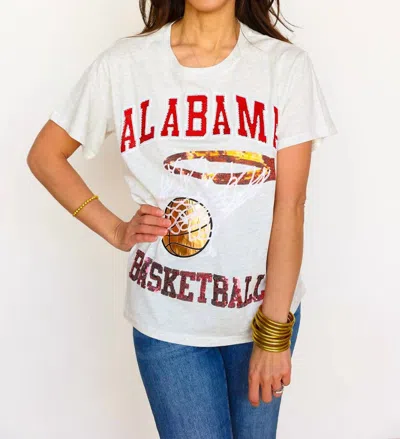Queen Of Sparkles Alabama Basketball Tee In Grey In White